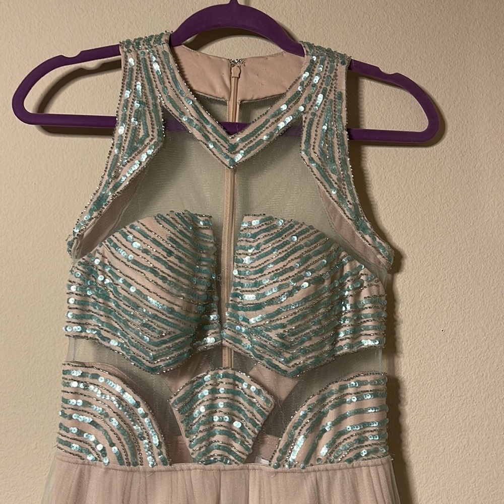 New Mignon Evening dress Sequined Tulle Aqua Blue $499 - Picture 6 of 12